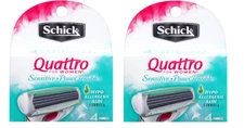 Schick Quattro For Women Sensitive Aloe Razor Blade Refills, 8 Cartridges