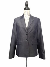 Body by Victoria Blazer Women 8 Gray Career Professional Two Button Tailored
