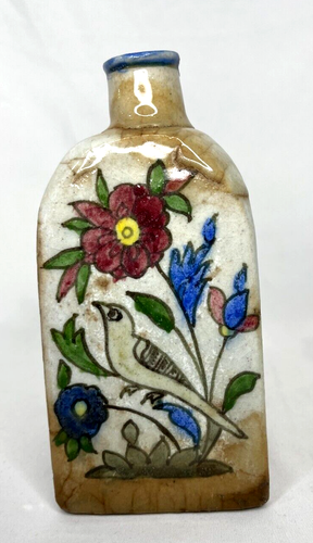 Antique Persian Qajar Iznik Islamic Style Faience Vase & Bottles Birds Floral - Picture 4 of 22
