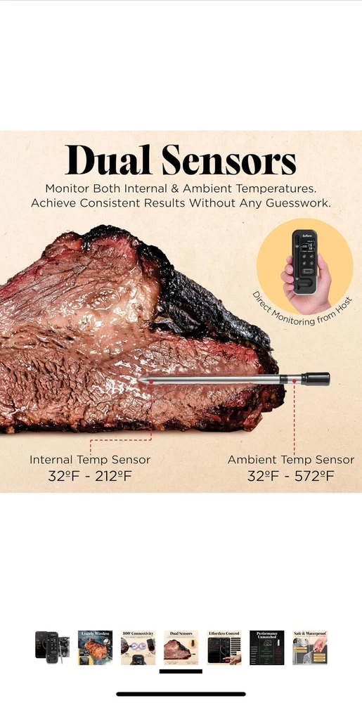 Wireless Meat Thermometer with Digital Meat Probe