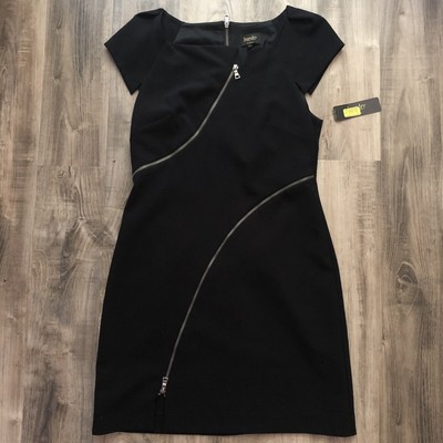 laundry by shelli segal black Exposed Zipper Dress NWT