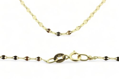 18kt yellow gold mirrored sunbeam crew neck chain necklace. size 1,10 - Picture 1 of 6