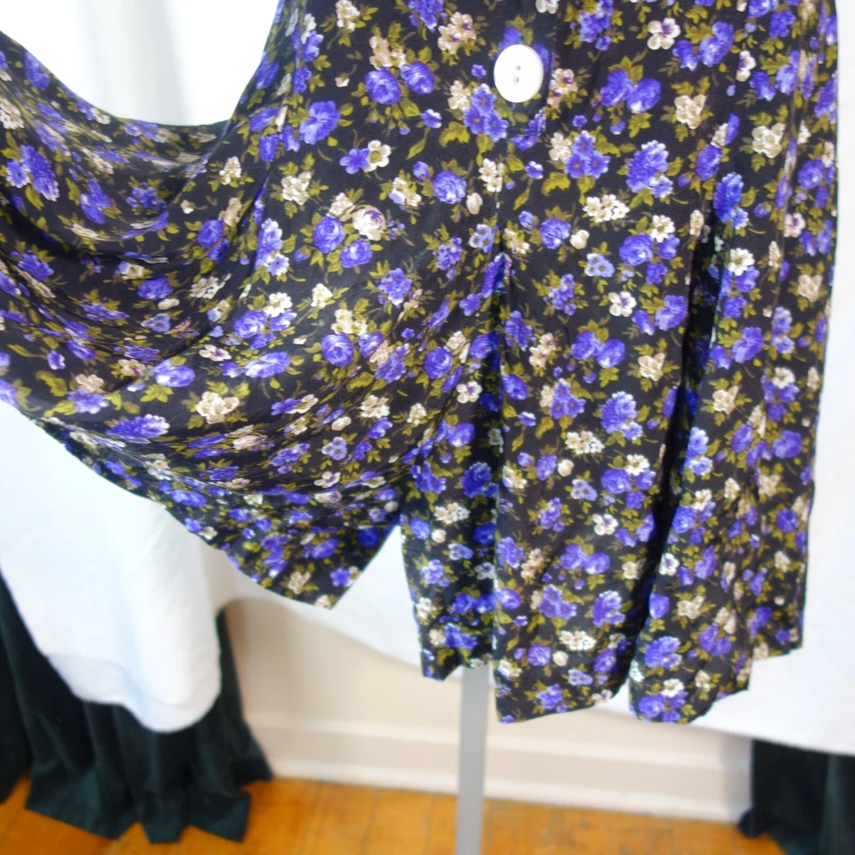 Mameluco Tanque Vintage Años 90 Express Negro Púrpura Crema Floral Abotonable 7/8 Verano Foto 3 de 4