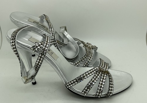 Francesco Sacco Leather Shoes Silver Crystal Size 41 Italy (US 10.5) $719