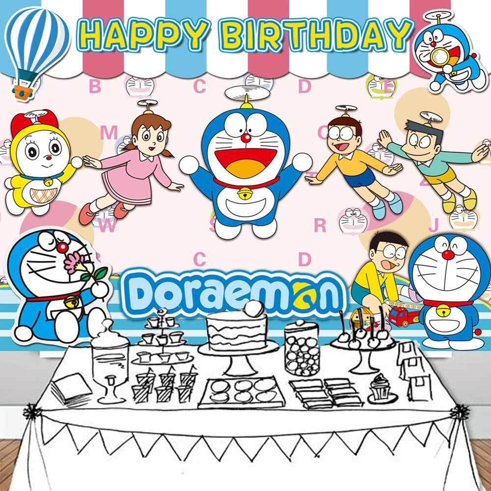 Doraemon Happy Birthday Backdrop Banner Poster Vinyl Party Decoraton 7x5ft  | eBay