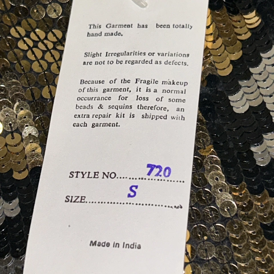 NUEVA Chaqueta De Colección JEWEL QUEEN de Angelique Lentejuelas Doradas/Plateadas Cremallera Seda Talla S Foto 4 de 4