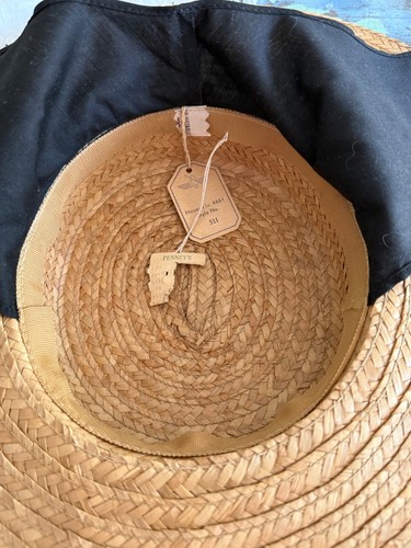 NWT Vintage Wide Brim Straw Hat w/ Bow By Penneys 20” Elegant - Picture 16 of 17