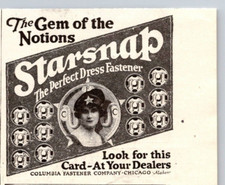 Publicité imprimée 1919 Starsnap Chicago Il la robe parfaite attache gemme de notions coudre