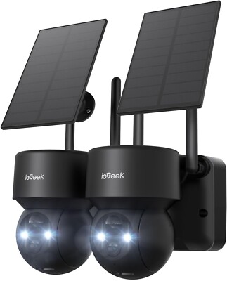 2PCS ieGeek Outdoor Wireless Solar Security Camera Home Battery PTZ CCTV System