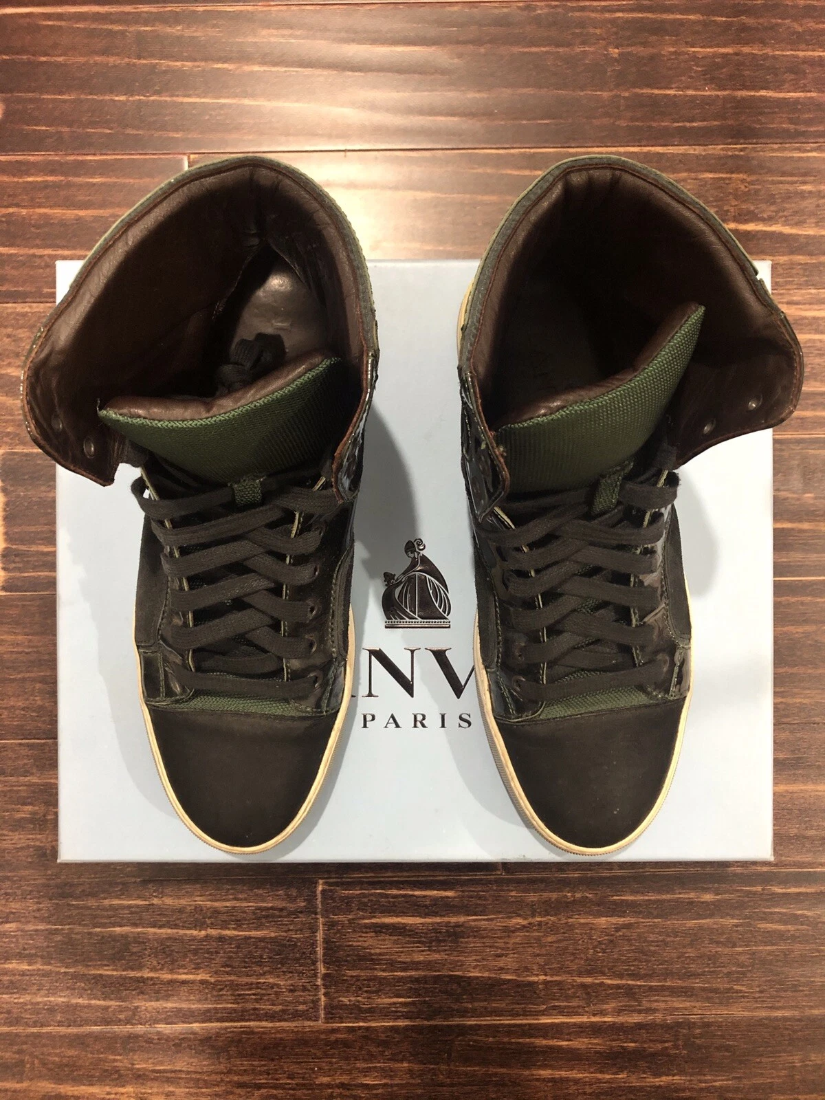 Lanvin — Lanvin Paris Mens Suede Leather Sneakers Shoes Size 9 US /  8 UK Green Black