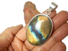Large  LABRADORITE   Sterling  Silver  925  Gemstone  Pendant
