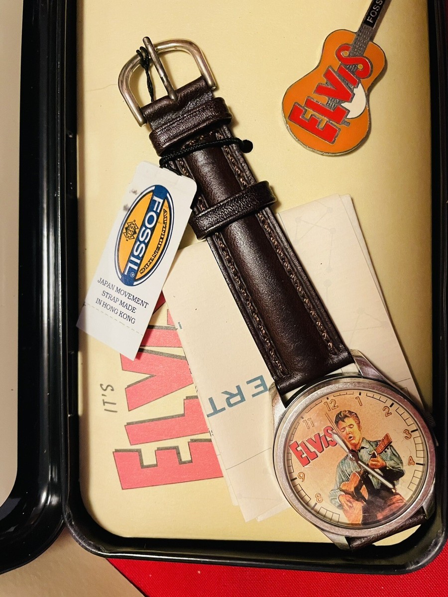 FOSSIL ELVIS LIMITED EDITION WATCH 腕時計 Elvis Gold Tone 1995 Fossil Limited Edition, Leather Watch