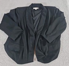 Chicos Women's Open Front Blazer Jacket Size 3 Full Black Sleeve Lined