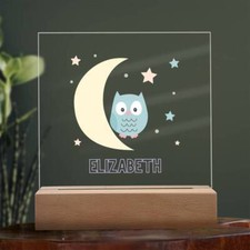 Owl Lighted Acrylic Night light For Nursery, Girls custom nightlight