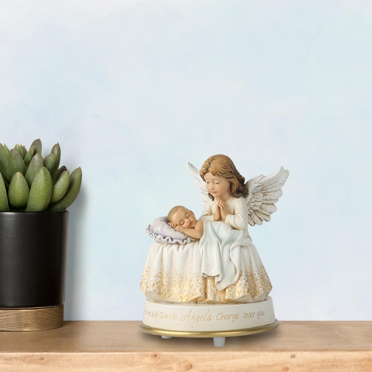 Guardian Angel Music Box Figurine - 5.3 Inches Angel Music Box