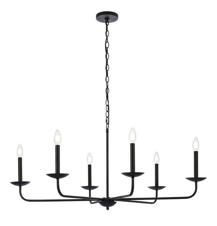 Araña 6 Lámparas Negro Moderno Vestíbulo Salón Comedor o Cocina 42" Foto 3 de 4