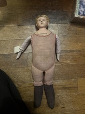 VINTAGE ANTIQUE GERMANY MINERVA DOLL 13" METAL HEAD
