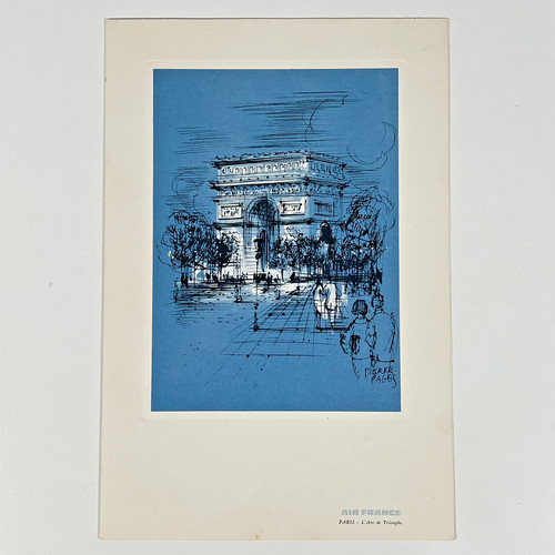 Vtg 1965 Air France Boeing Jet Intercontinental In-Flight Menu Arc de Triomphe