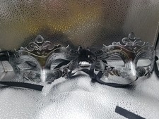 Lot of 2 Women Or Men Black VENETIAN MASQUERADE EYE Mask