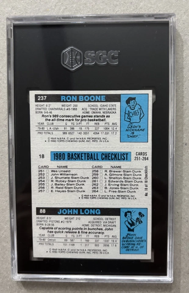 1980-81 TOPPS #111 JOHN LONG MAGIC JOHNSON RON BOONE SGC 5 EX - Image 2 of 2