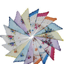 Mixed Lot 20 Square Hanky Cotton Vintage style floral Handkerchiefs Women 11.8  