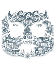 Prison Hoodlum 666 Face Tattoo Costume Accessory