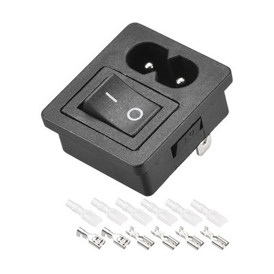 C8-8 Plug Adapter AC 250V 6A 2P 1mm Buckle w 4P ON-OFF Switch