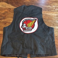 Scully Black Leather Vest Men's Size 48 with buttons, Gold Wing Road Riders