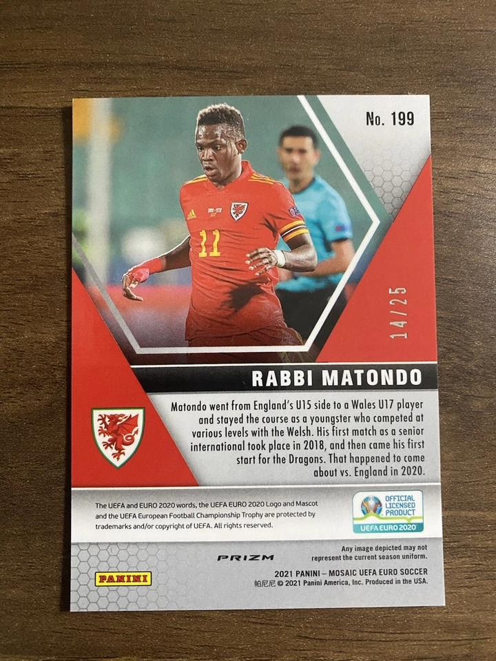 Rabbi Matondo  2021 Mosaic UEFA Euro Pink Fluorescent Mosaic Prizm SSP /25 - Image 2 of 3