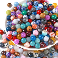 100PCS 6MM Mixed Color Stone Beads round Loose Spacer Gemstone Beads for Jewelry