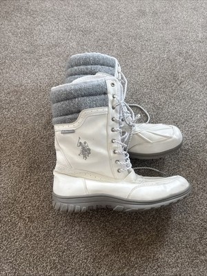 US Polo Assn. Women s Winter Boots Size 12 M White Faux Leather