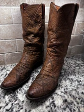 VTG Justin Boots Ostrich Leather Brown Women’s 11A Western Cowgirl Chore Barn