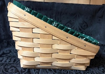 Longaberger 2000 Small Vegetable Basket With Heritage Green Liner & Protector