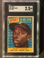 1958 Topps Hank Aaron #488 All Star Vintage Graded MLB HOF SGC 2.5