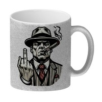 Mittelfinger Mafiaboss Glitzer-Kaffeebecher