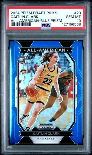 2024 Panini Prizm Draft Picks Caitlin Clark Blue 45/199 RC PSA 10 All-American