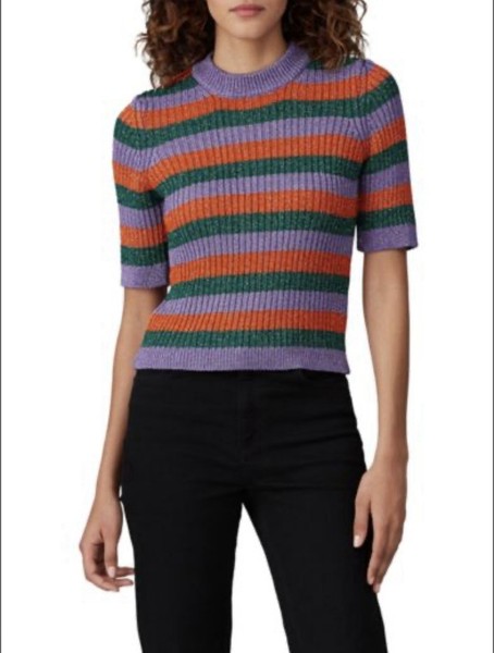 GANNI Women’s Stripe Lurex Knit Sweater Sz Small RRP $300
