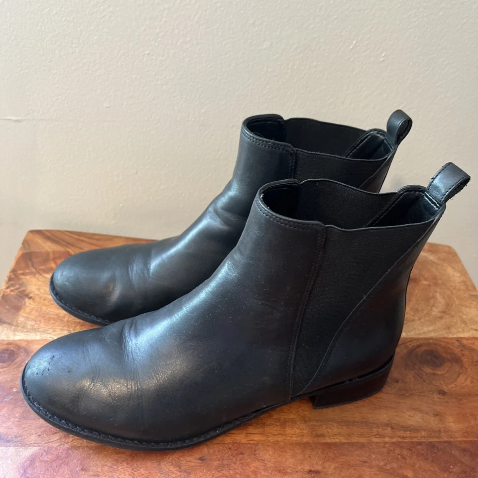 Botines Chelsea Talbots para mujer talla 8 de cuero negro laterales elásticos sin cordones Foto 4 de 4