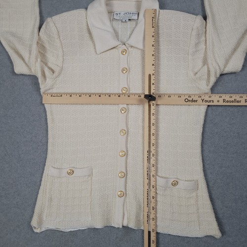 St John Collection By Marie Gray Suit Women 4 Ivory Santana Knit Skirt Jacket - Picture 7 of 15