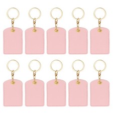 10pcs Leather Keychain,70mm Sublimation Keychain Blanks,Rectangular,Pink
