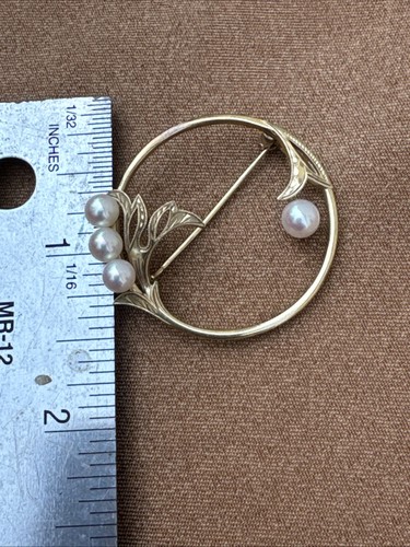 Antique Pearl Pin Brooch 14K Gold Marked Signed *Weighs 5.26 grams - Picture 7 of 8