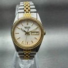 Seiko Watch Women 24mm White Dial Two Tone Daydate Round 7N83-0049 New Batt MKLA