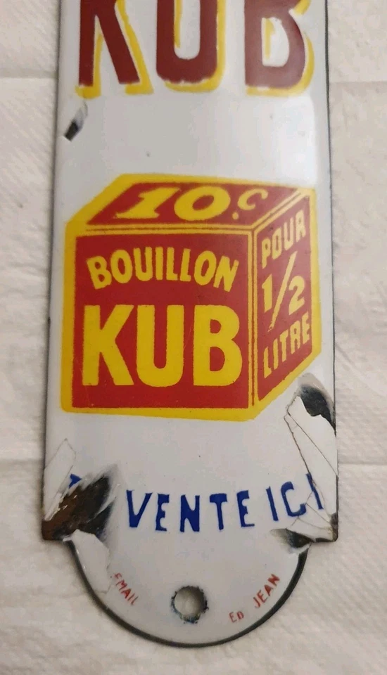 Plaque de Propreté BOUILLON KUB  Années 20 Edmond Jean  20 X 5,5 cm/ No Maggi - Photo 3/4