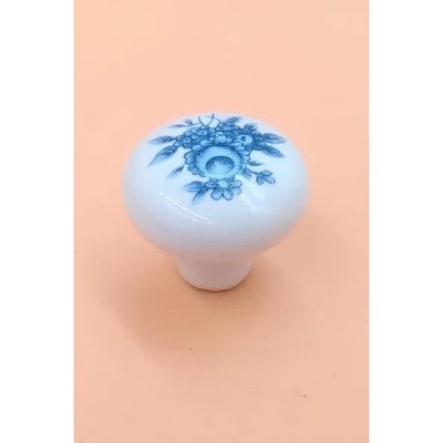 COTTALI Keramikknauf Weiß Mit Blauem Blütenmotiv CT38011