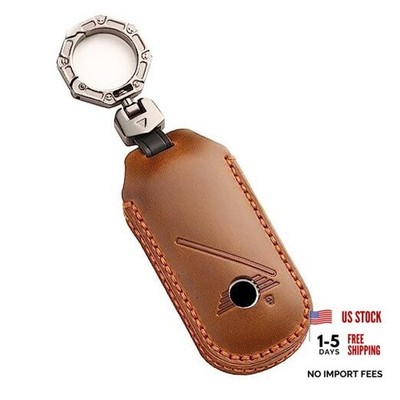 Handmade Leather Smart Key Card Cover for Mini Cooper 2024 Countryman Brown