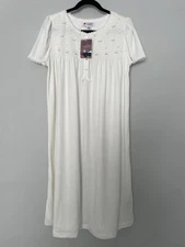 NWT Go Softly Ivory Cotton Blend Nightgown Sz S Stretchy Ultra Soft Sleepwear