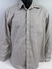 Eddie Bauer Men's Medium Maroon Plaid Shirt Long Sleeve Wrinkle Free Classic Fit