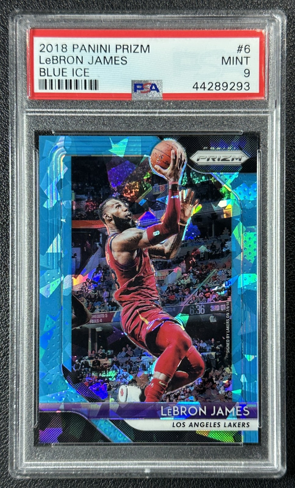 LEBRON JAMES PSA 9 2018-19 PANINI PRIZM #6 BLUE ICE 70/99 LAKERS