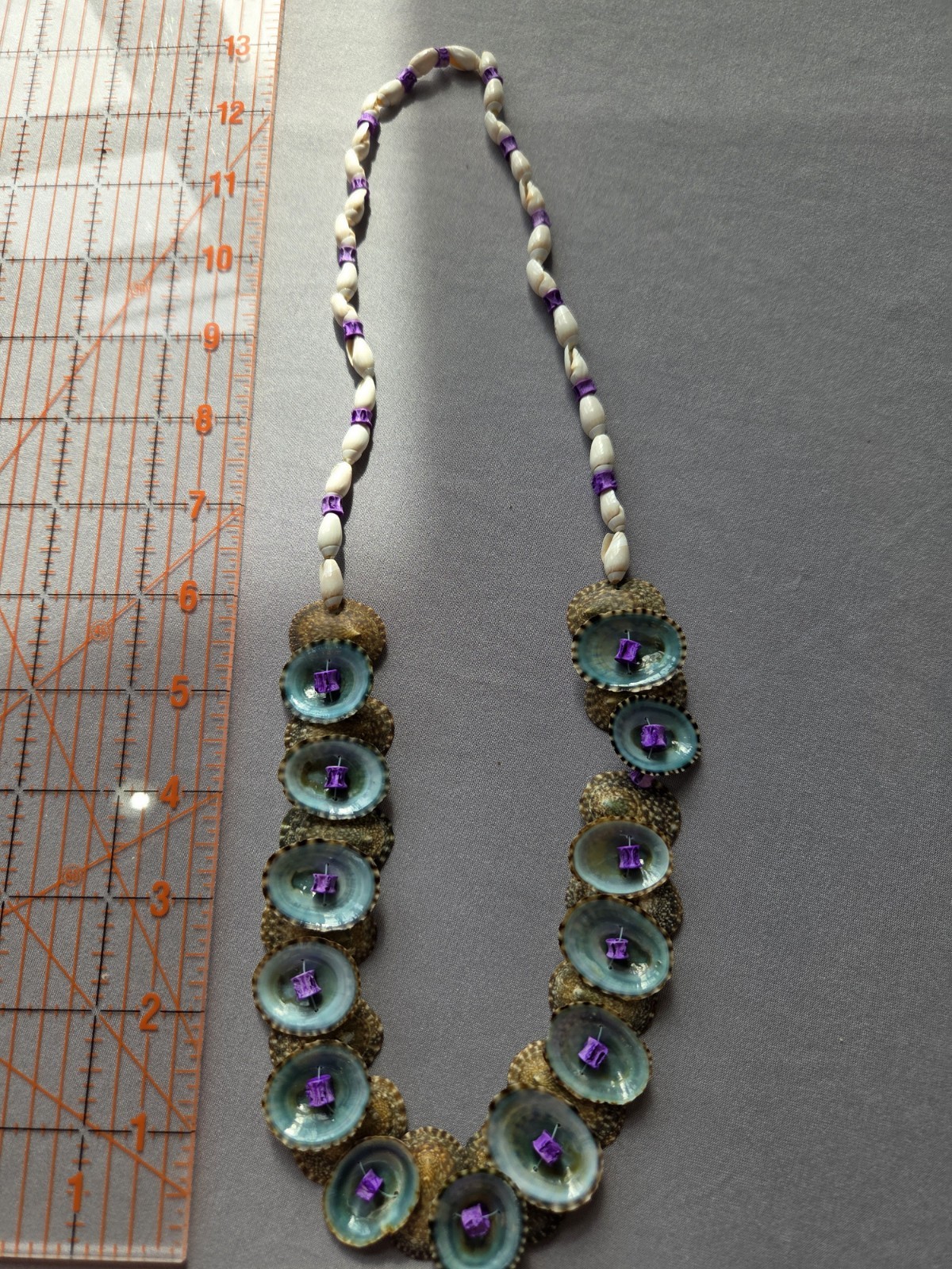 Handcrafted Shell Beaded Statement Necklace, Blue… - image 5