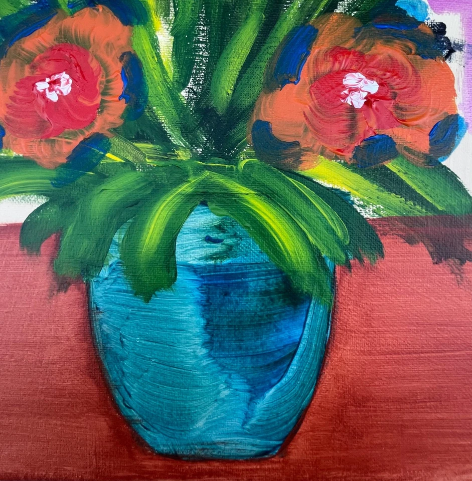 OOAK Thanksgiving Flowers 11x14 Canvas Expressionism Abstract Design Home Art - Image 4 of 4